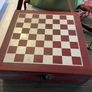 Wooden chess set with hip flask and steel glasses Image 3