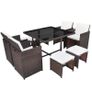 9 Piece Outdoor Dining Set with Cushions Poly Rattan Brown Image 2