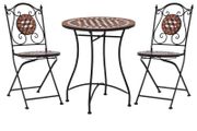 3 Piece Mosaic Bistro Set Ceramic Tile Terracotta
