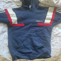 Adidas Men's Navy and Blue Hoodie