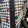 Vintage 80s 90s Black and White houndstooth blouse with rainbow colour splash small to medium Image 4
