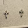 Petite White Gold Diamond set Cross stud Earrings Image 9