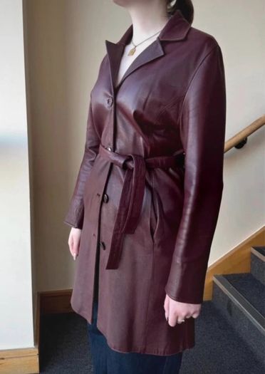 Vintage real leather trench coat from the late 90s - Size S/8