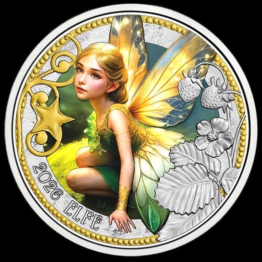 Austria 3 Euro Coin 2026 - The Elf. Magical and Mythical Creatures Series. Uncirculated.
