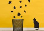 Black cat and Leaves Wall Sticker, Wall Decals