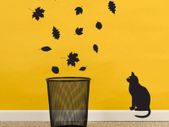 Black cat and Leaves Wall Sticker, Wall Decals