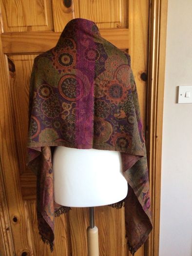 Orange Rust Tones Large Wool Blend Krish Shawl Scarf 70" x22" including postage
