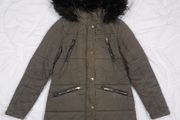 Fluid Khaki Green Faux Fur Hood Puffer Coat 10UK/38EU