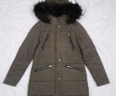 Fluid Khaki Green Faux Fur Hood Puffer Coat 10UK/38EU