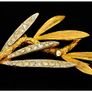 Vintage Signed Coro Rhinestone Leaf Spray Brooch 1950s Gold Tone Image 6
