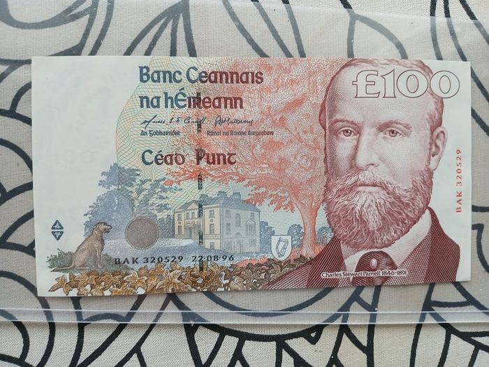 Rare Unc Ireland banknote  Parnell 100 Pound note BAK 320529