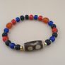 Vintage 4 Eyes Tibetan Agate & Venetian MultiColor WhiteHeart Beads bracelet Image 7