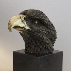 Archibald Thorburn (1860-1935) Eagle Head Sculpture (20cm, 4kg) - Bronze, Marble, Signed