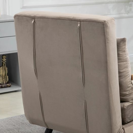 Sleeper Chair, Guest Bed, Adjustable Backrest, up to 120 kg, Steel Frame, 63x73x81cm, Light Brown