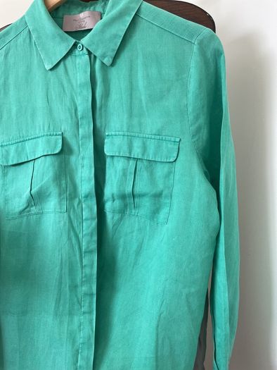 Green linen blouse Size 12 EU 40