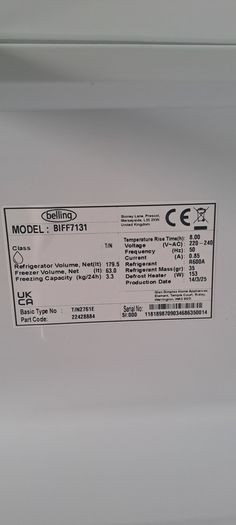 Belling Integrated Fridge Freezer