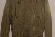 Green Bomber jacket with fur trim hood