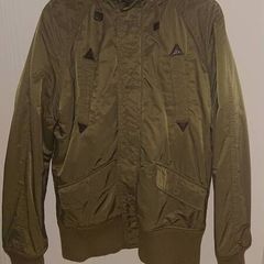 Green Bomber jacket with fur trim hood