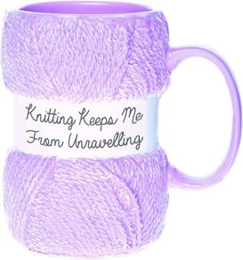 MU3049 Keeps Me from Unraveling Novelty Knitting Mug , Ceramic, 12oz