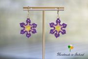Handmade Beaded Purple Flower Earrings