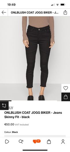 Biker jeans skinny fit black size L uk10-12