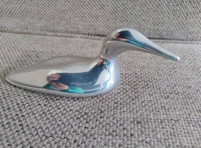 Hoselton Aluminium Sculpture Figurine vintage circa 1970 signed #1555 made in Canada Loon Duck Goose Fowl in very good condition see all photos FREE STANDARD POSTAGE INCLUDED