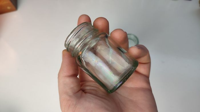 234 - Set of 3 Vintage Clear Glass Bottom Embossed Letters Science Medicine Pills Chemicals Collectible Decorative Jars