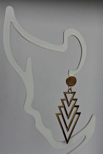 Gold Chevron Geo Hollow Out Earrings