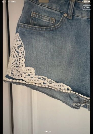 shorts miss selfridge size 10 denim shorts with lace detail button opening