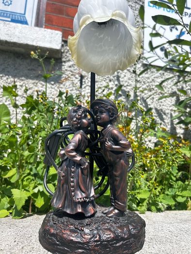Antique Bronze Lamp Statue