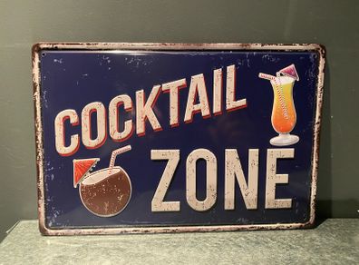 Cocktail zone Tin Metal sign