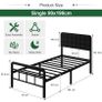 3ft Single Bed Frame with Upholstered Headboard and Footboard, 36cm High Image 8