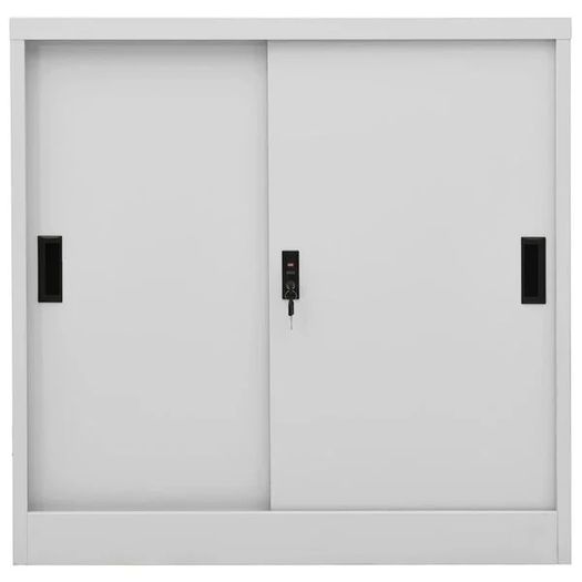 Office Cabinet with Sliding Door Light Grey 90x40x90 cm Steel