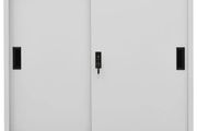 Office Cabinet with Sliding Door Light Grey 90x40x90 cm Steel
