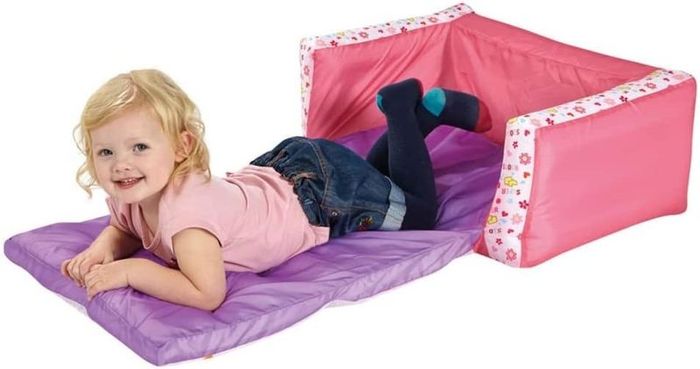 Peppa Pig Flip Out Mini 2 in 1 Kids Inflatable Sofa and Lounger, Bamboo, Rose, Dimensions : (H) 26 x (L) 68 x (P) 105 cm