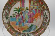 Antique Chinese Canton Rose Medallion Porcelain Plate Hand Painted (19th Century)