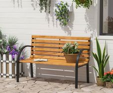 Garden Bench, 122Lx60Wx80H cm-Steel/Wood