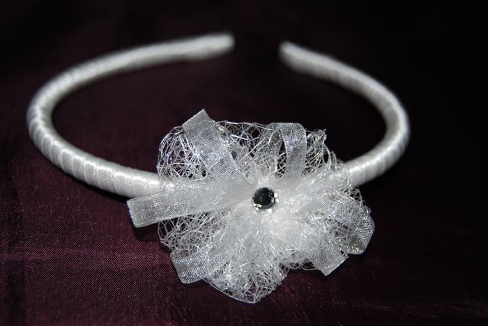 Handmade white satin hairband