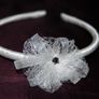 Handmade white satin hairband Image 3