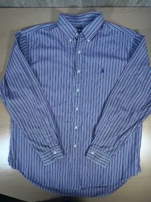 Ralph Lauren Button Down Shirt - Size XL -Striped Classic Fit - Purple Blue