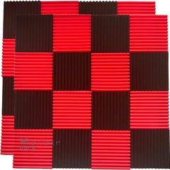 96Pack Red/black Absorb the echo Acoustic Foam Panel Wedge Studio Soundproofing Wall Tiles 12" X 12" X 1" MULTIPLE COLOURS AVAILABLE (FREE POSTAGE)