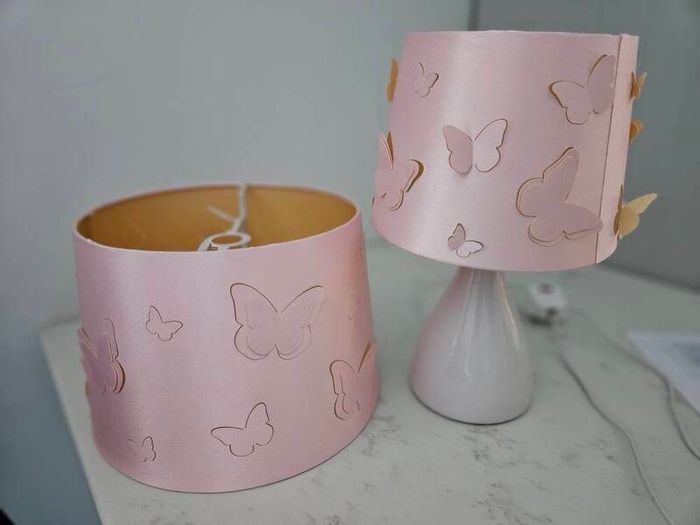 Pink bedside lamp and lightshade