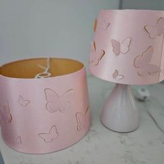 Pink bedside lamp and lightshade