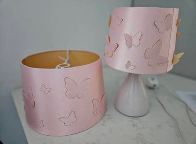 Pink bedside lamp and lightshade