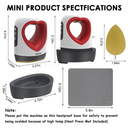 BRAND NEW EU US Stock Mini Portable Heat Press Machine Sublimation Digital Transfer Printing A3/A4 for T-shirts Transfer and Ironing