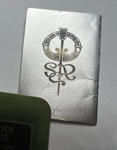 Scottish 1981 Celtic Pewter Traditionally Handmade Brooch Purple Crystal