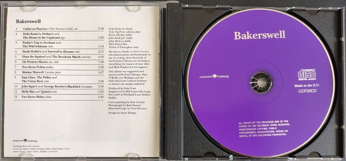Bakerswell - Bakerswell CD (1988) RARE OUT OF PRINT Trad Folk Claddagh Records CCF20CD EX+