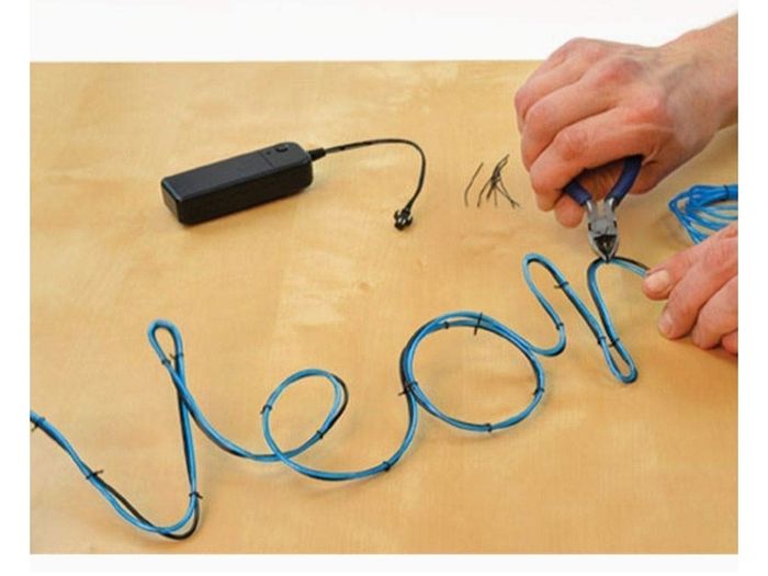 Fizz Creations Make Your Own Neon Sign - 1 Metre Neon Blue String With x3 Different Settings & 3 Metre Shape Wiring - RRP - 18.99