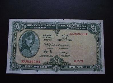 Bank of Ireland. Lady Lavery 1 Pound (1971). NICE CONDITION!