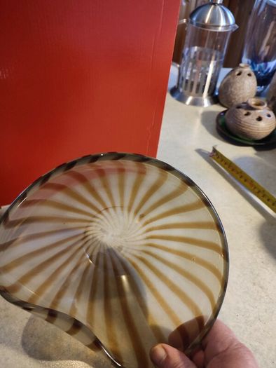 ART striped GLASS bowl Murano STYLE